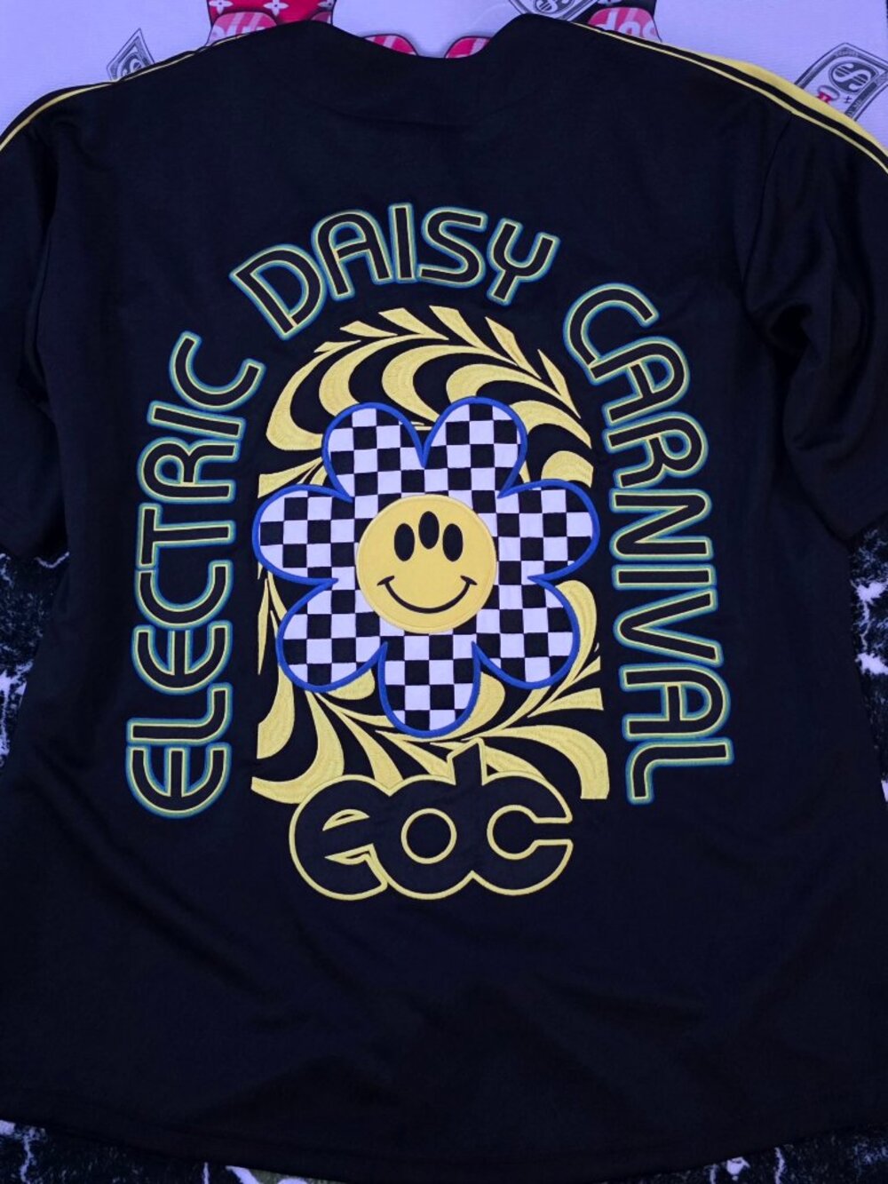 EDC Las Vegas Insomniac 2024 Sunflower Smiles Baseball Jersey rare Medium